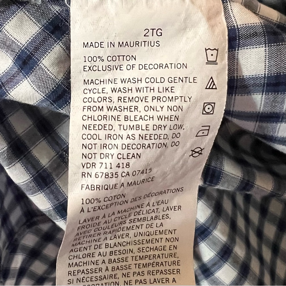 3/$25 💋 Nautica Blue and White Plaid Button Down Shirt Size 2XL - Picture 9 of 9